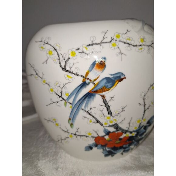 A Jay Fine China Bird Vase Hand Painted Japanese Floral Cottage-Core Home Design - Picture 2 of 13